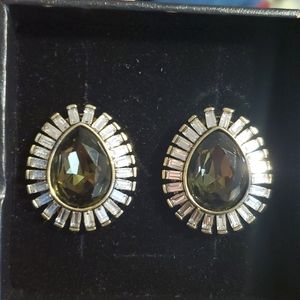 Heidi Daus Gold and Black Teardrop Earrings